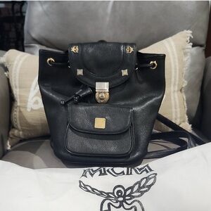 MCM Black Leather Women's Bag made in Germany, COA included.